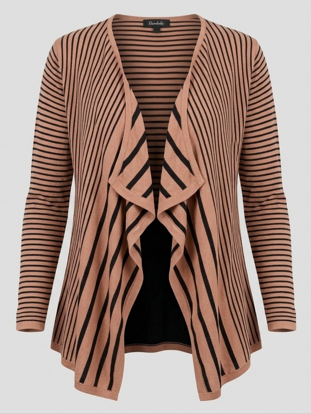 Charlie Paige Striped Tan and Black Cotton Capsule Women's Cardigan Size L/XL